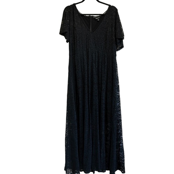 torrid Dresses & Skirts - Torrid Black Lace‎ V Neck Flutter Sleeve Maxi Dress Plus Size 18 Formal Evening